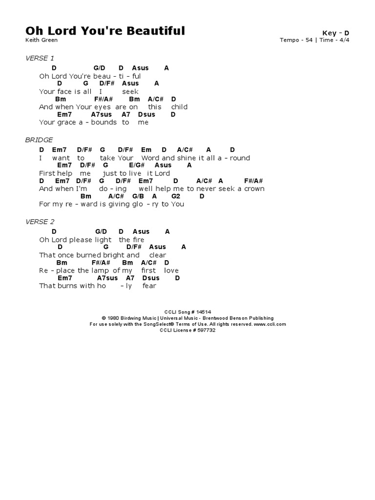 Oh lord youre beautiful akkoorden pdf