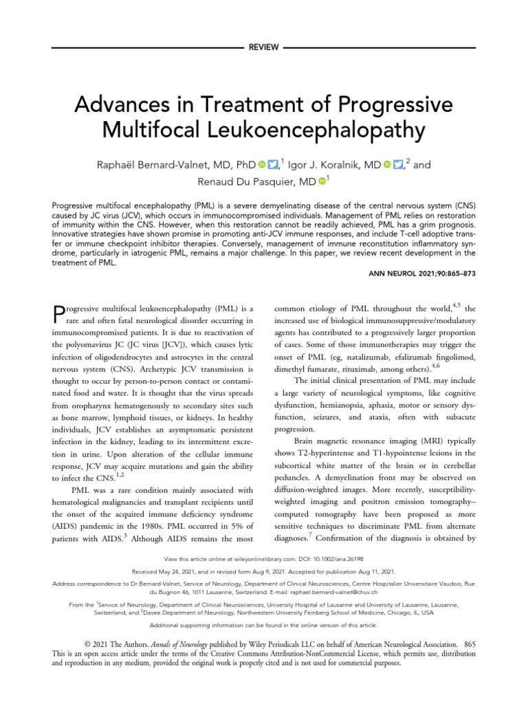 PML Treatment 2021 ANA90865 PDF T Cell Cytotoxic T Cell