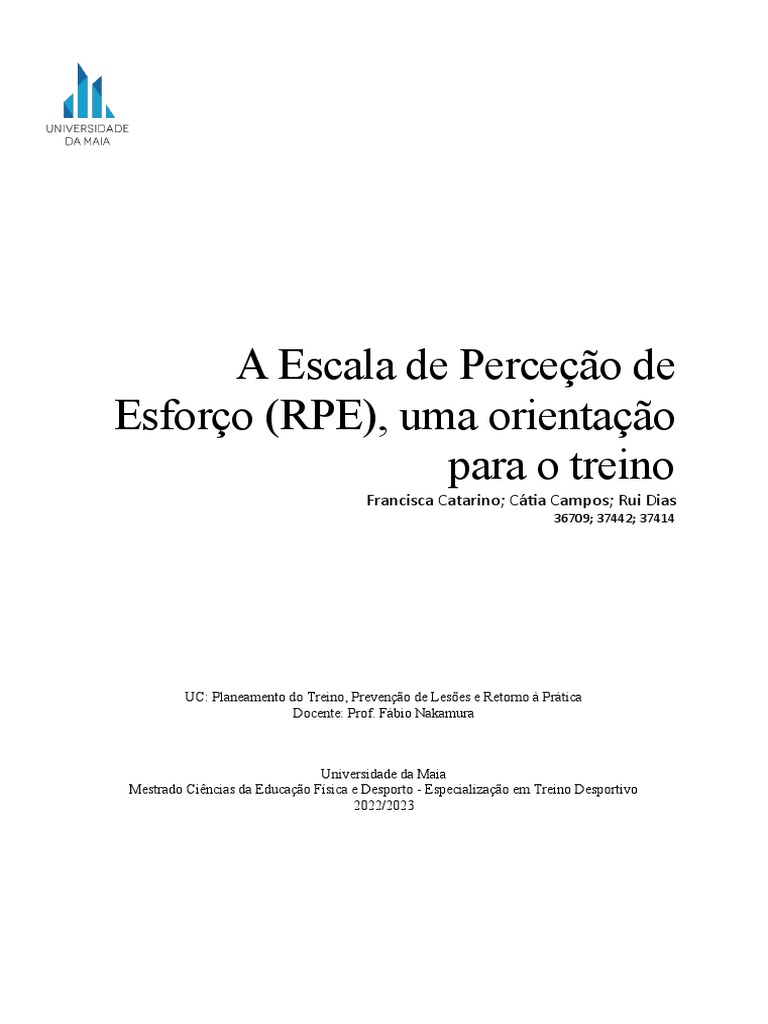 Eficácia da Escala RPE no Treino | PDF | Frequência cardíaca | Science