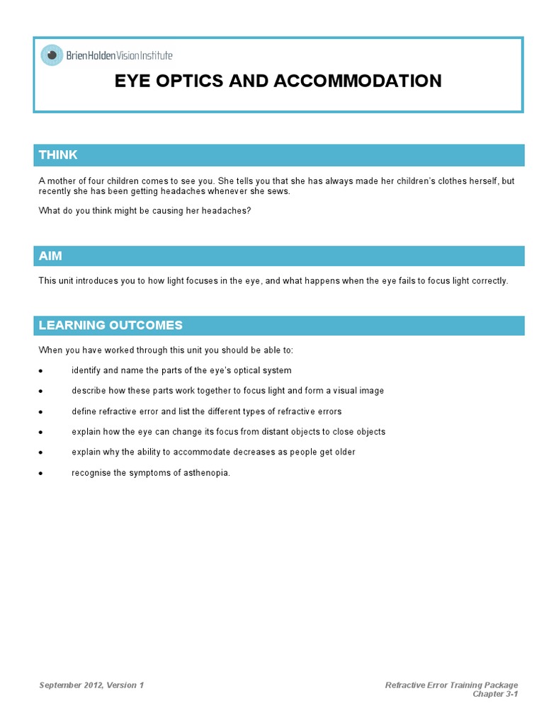 Eye Optics and Accommodation | PDF | Human Eye | Eye
