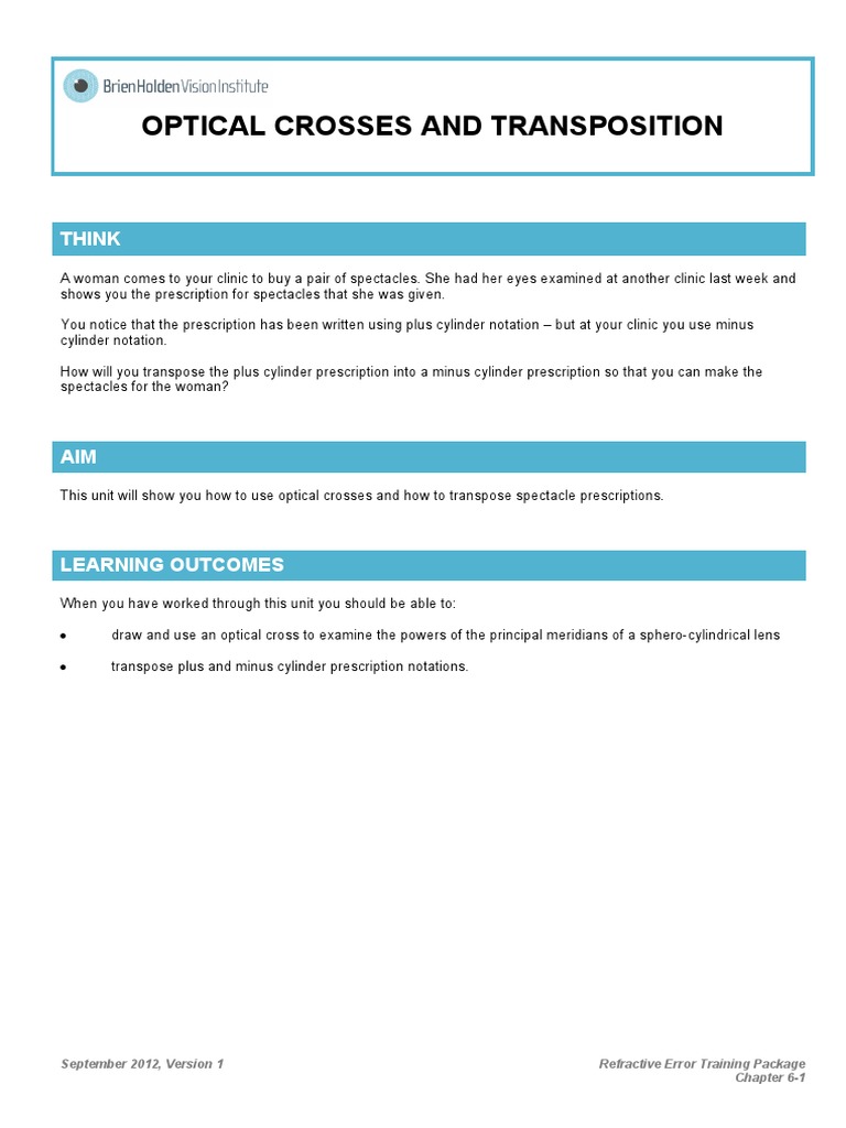 Optical Crosses and Lens Transposition | PDF | Natural Philosophy | Lenses