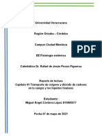 Reporte de Lectura Capítulo 41 Transporte de Oxígeno y Dioxido de Carbono en La Sangre y Los Líquidos Tisulares