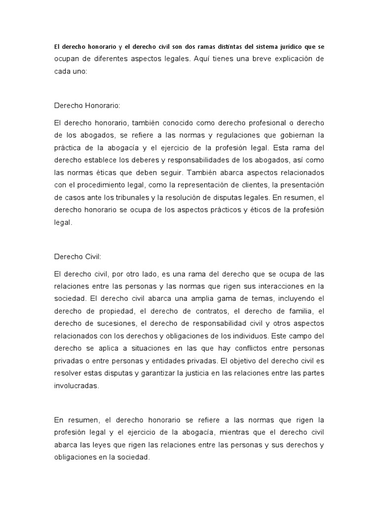El Derecho Honorario y El Derecho Civil Son Dos Ramas Distintas Del