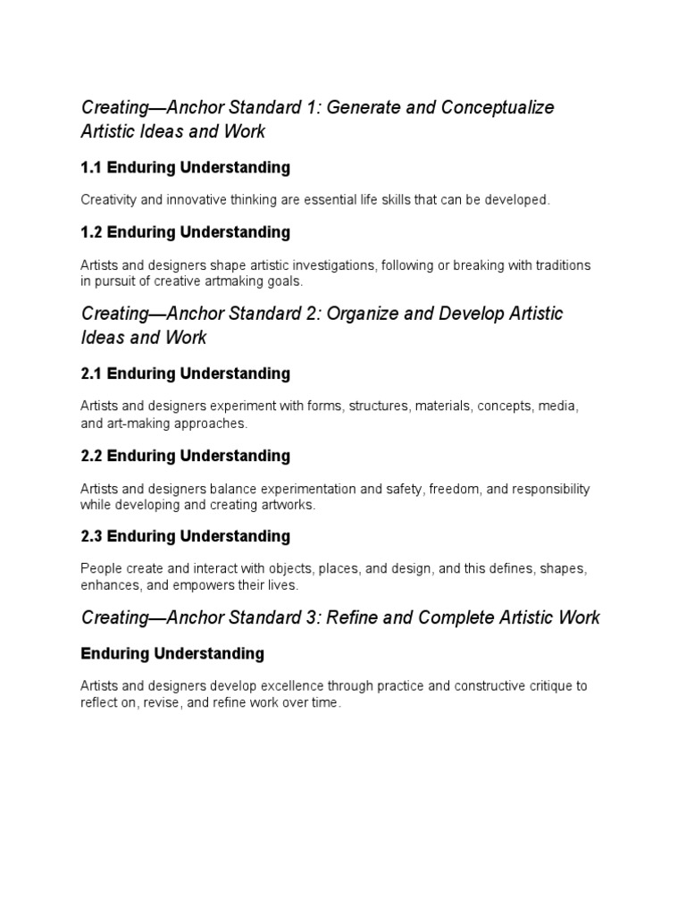 Visual Art Standards PDF