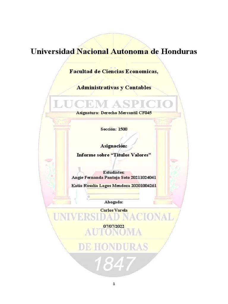 Informe sobre Títulos Valores | PDF | Cheque | Pagaré