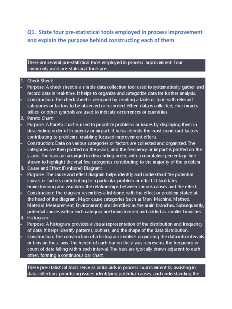 Pre-Statistical Tools for Process Improvement | PDF | Quality Assurance ...