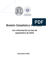 Boletín Estadístico Mensual. Septiembre 2022
