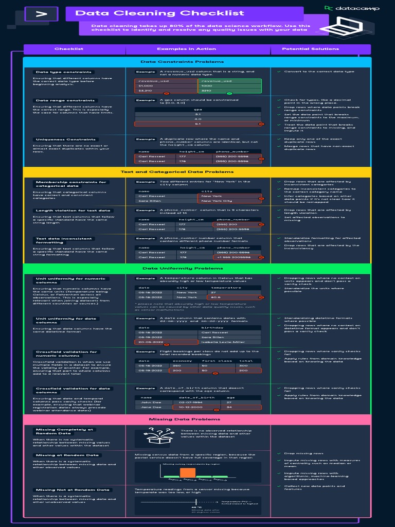 Data Cleaning Checklist for Quality Issues | PDF | Data | Data Type