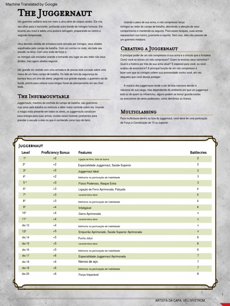 Criando um Juggernaut em D&D 5E | PDF | Vida | Força