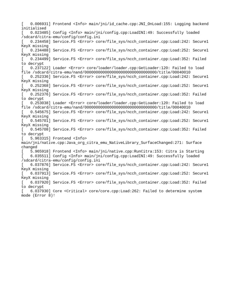 Citra Emulator Error Log Analysis | PDF