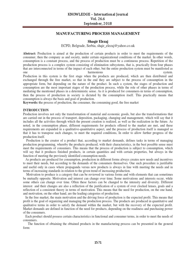 Manufacturing Process Management | PDF