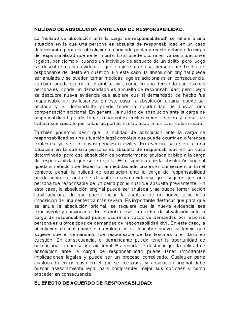 Nulidad de Absolución y Responsabilidad Legal | PDF | Absolución ...