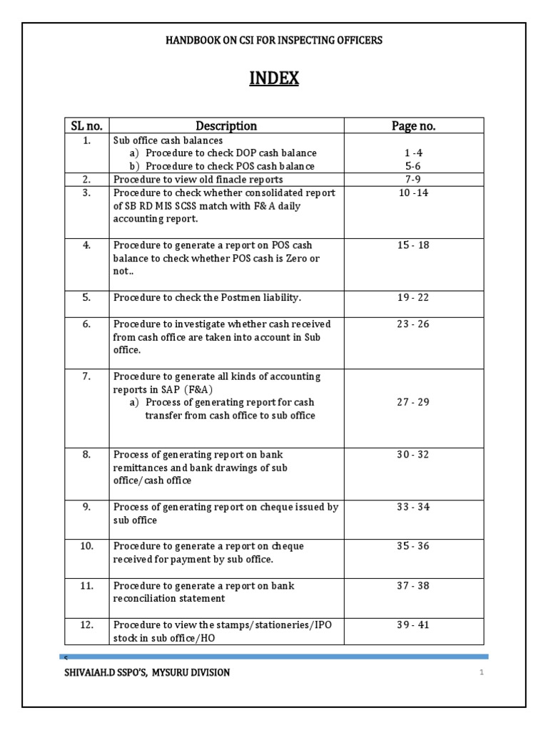 Handbook On Csi For Inspecting Officers | PDF | Cheque | Banks