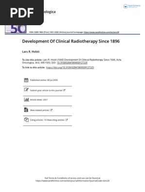 Development of Clinical Radiotherapy Since 1896
