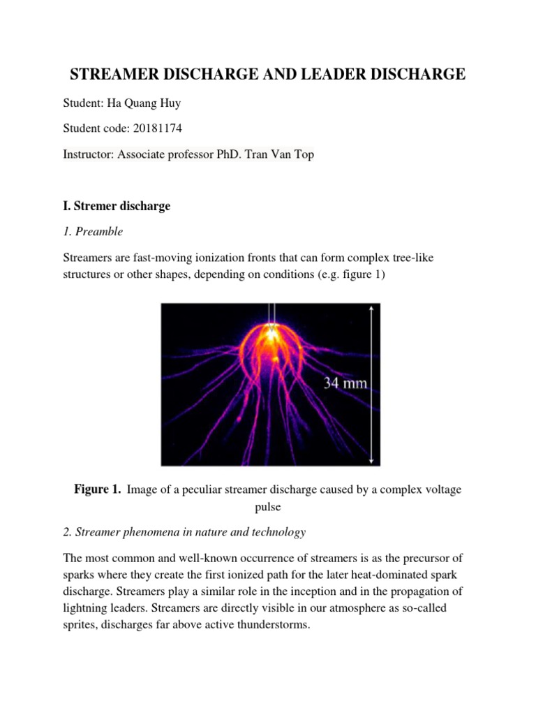 Streamer discharge and leader discharge PDF Electrical Breakdown