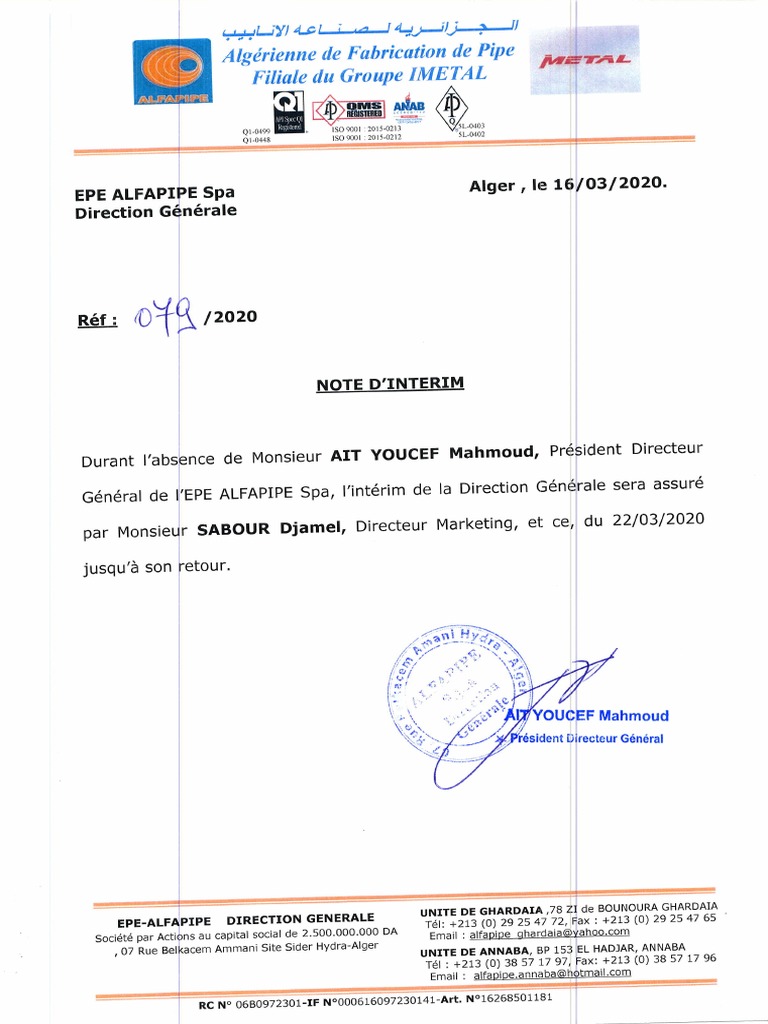 Note d'Interim 2 | PDF