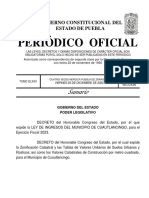 LEY DE INGRESOS DEL MUNICIPIO DE CUAUTLANCINGO, para El Ejercicio Fiscal 2023.