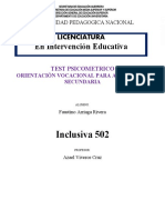 Test Psicometrico de Orientacion Vocacional para Alumnos de Secundaria