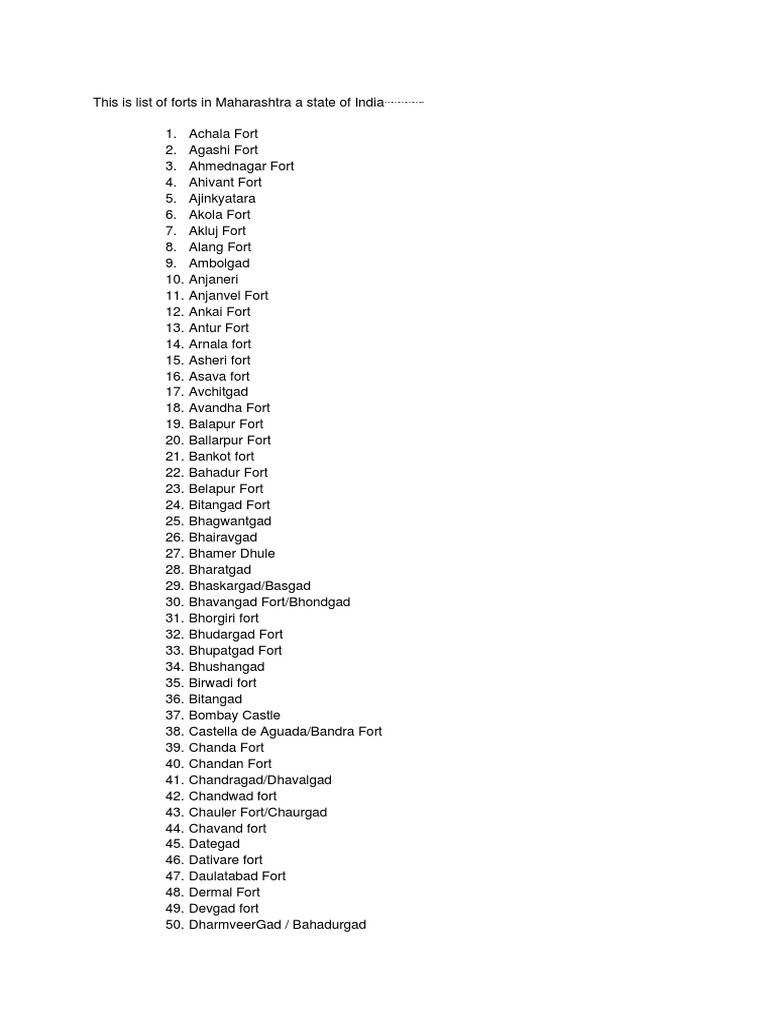 List of Maharashtra Forts | PDF