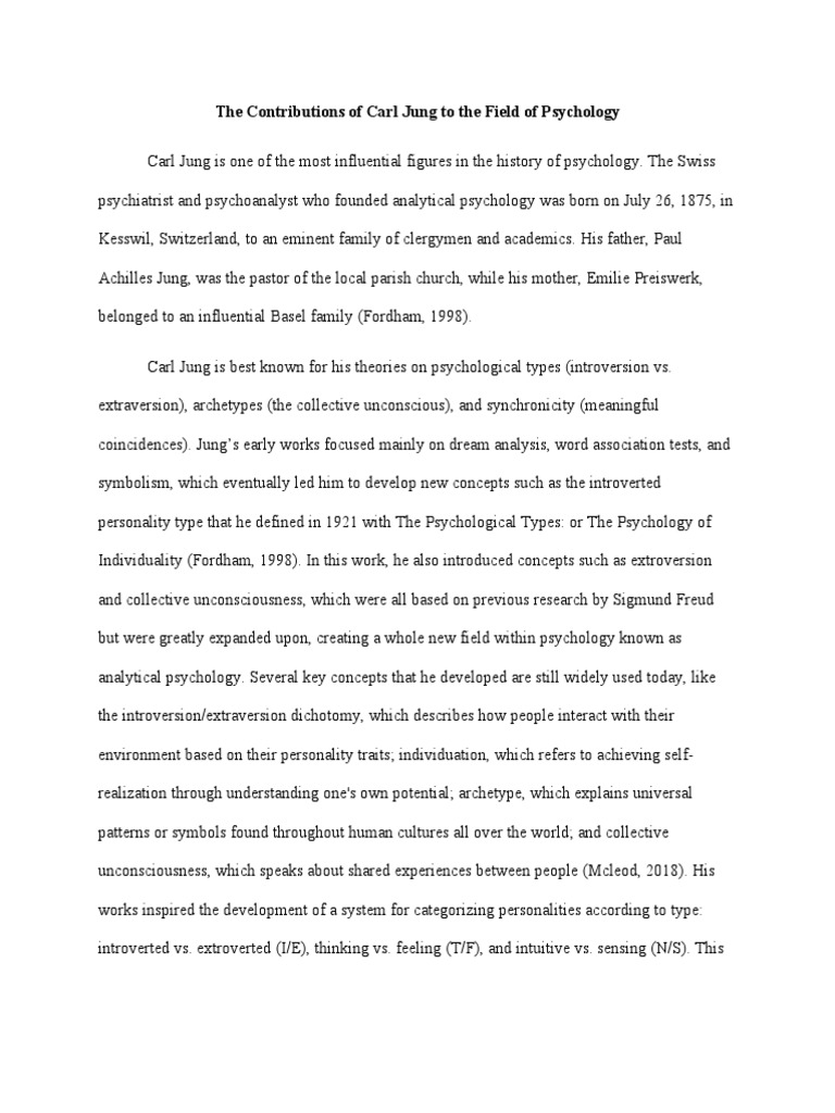Carl Jung Psychoanalytic Theory Download Free PDF Carl Jung