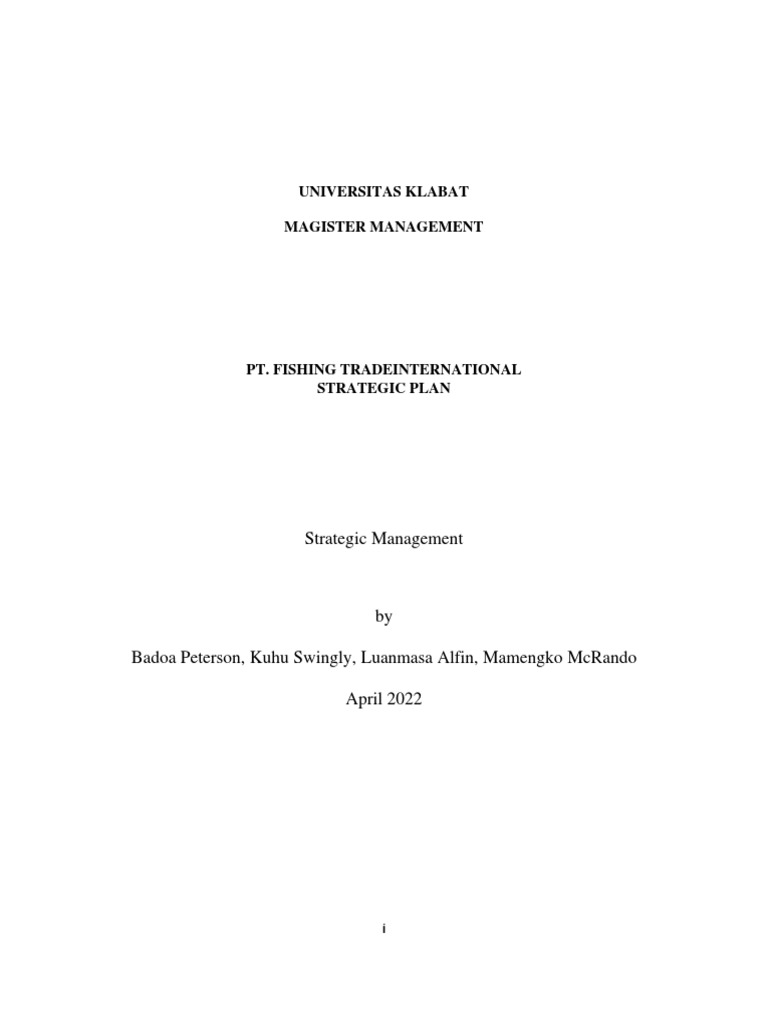Rencana Strategis PT Fishing Trade International | PDF