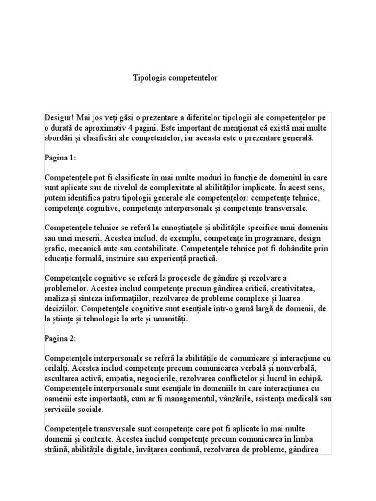 Tipologia Competentelor | PDF