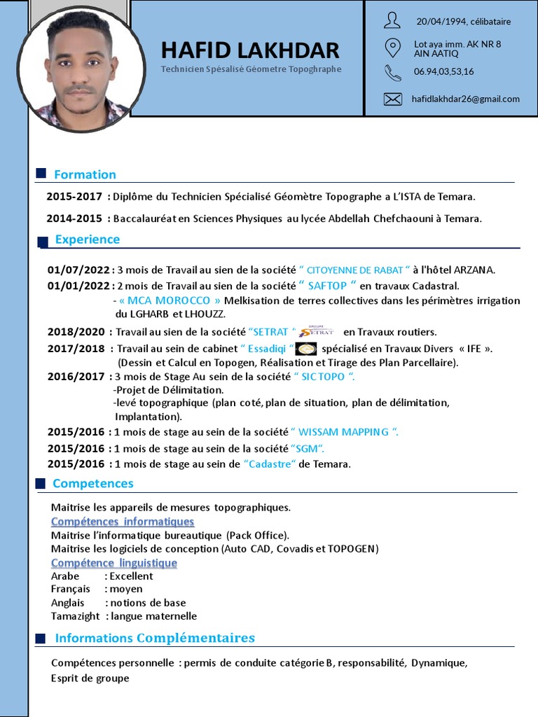 CV Technicien Spécialisé Topographe | PDF