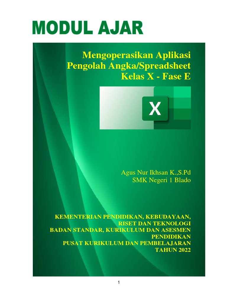 Modul Pembelajaran Spreadsheet Kelas 10 | PDF