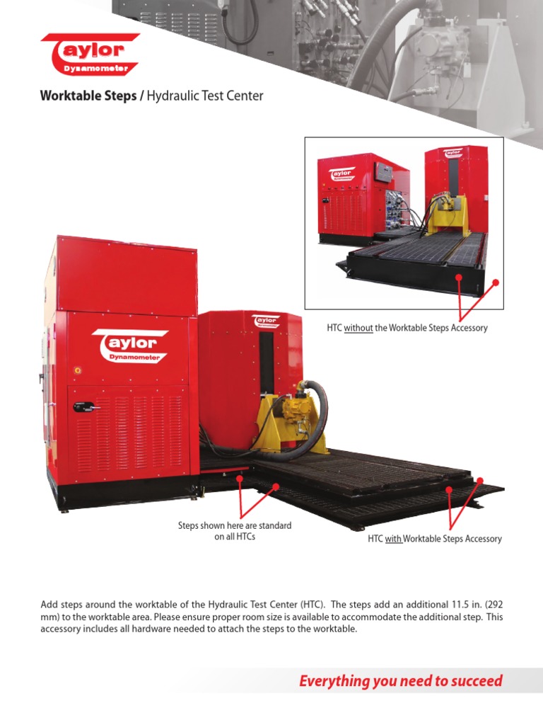 Hydraulic Test Center Worktable Steps Accessory PDF
