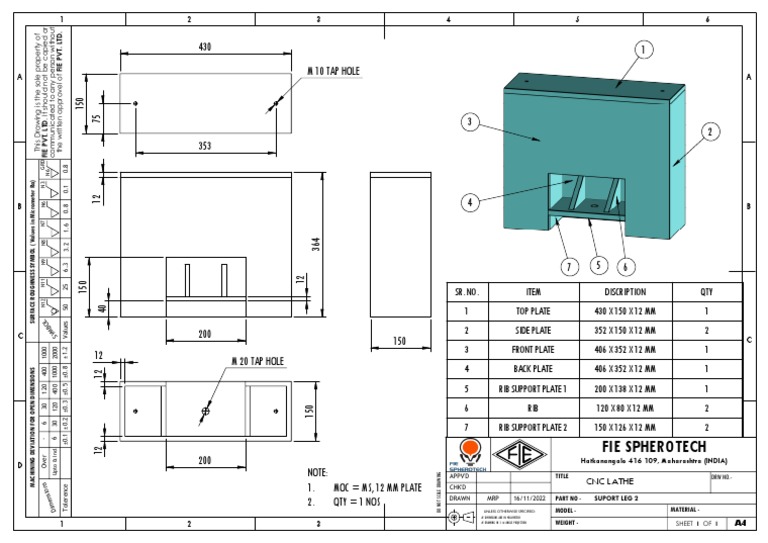 Side Plate Dimensions: 352x150x12 MM | PDF | Secondary Sector Of The ...