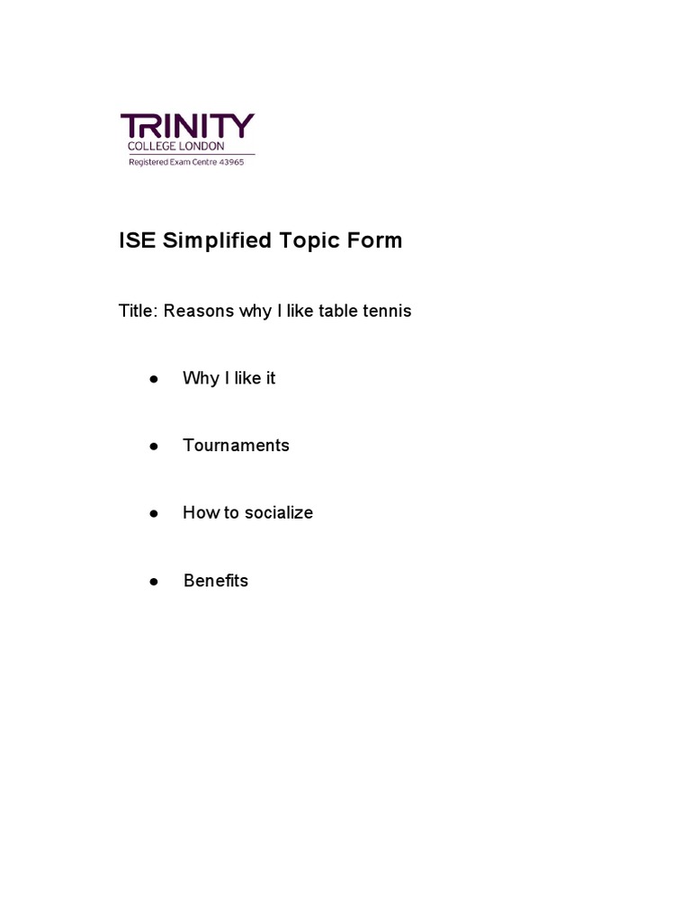 ISE Simplified Topic Form For Zoom | PDF