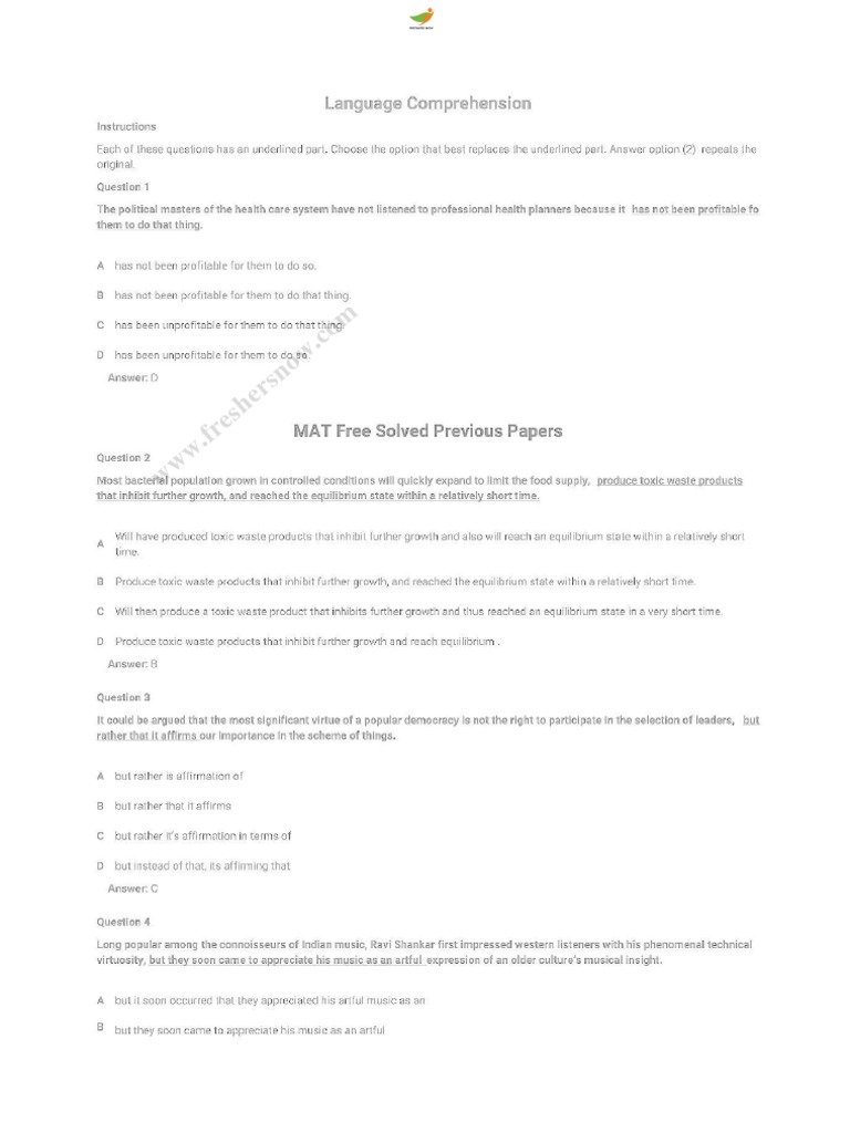 MAT-2007-Old-Question-Paper | PDF