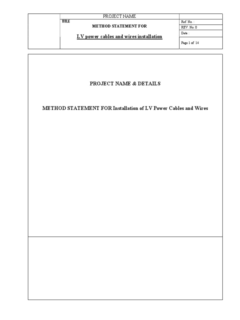LV Power Cable Installation Method | PDF | Electrical Wiring | Quality ...