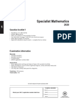 2020 Specialist Mathematics Examination Paper 1