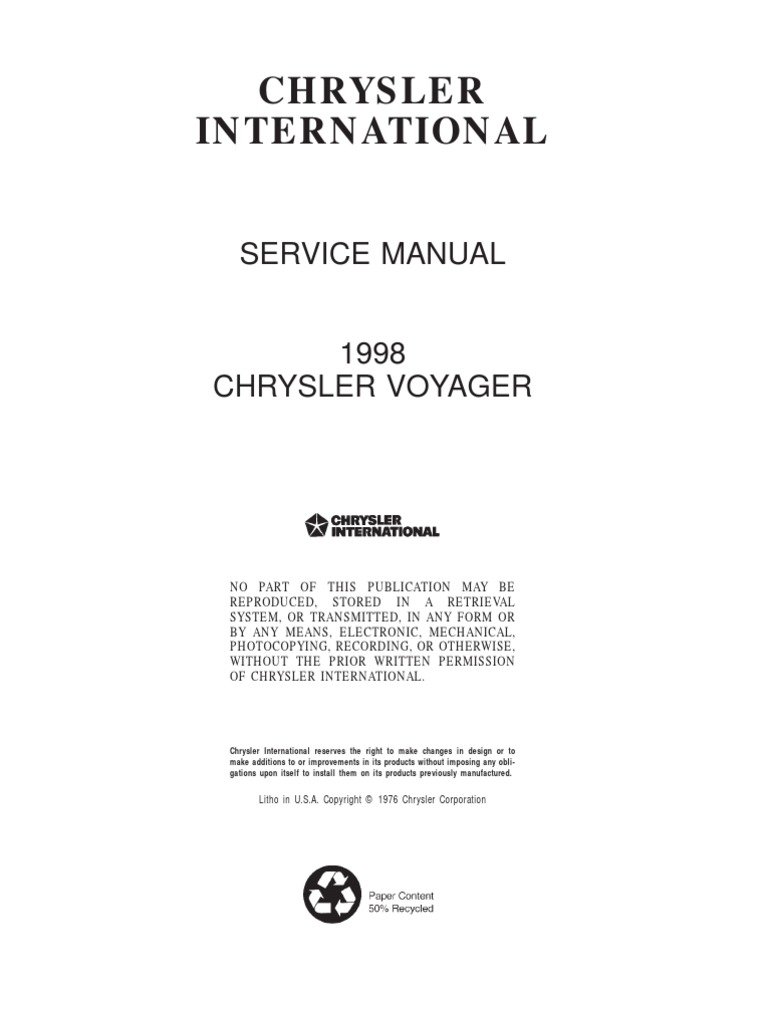 Chrysler Voyager Service Manual Gs 1999-1996