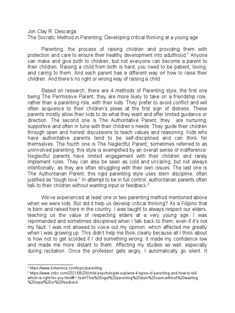 The Socratic Method In Parenting Developing Critical Thinking At A