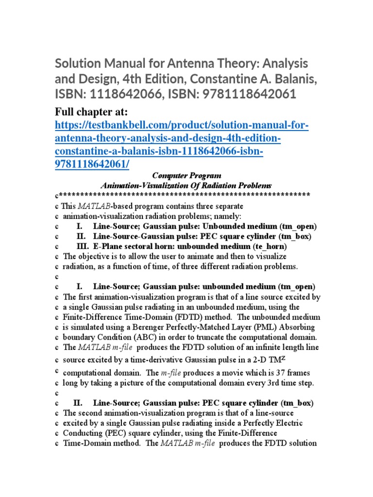Solution Manual For Antenna Theory Analysis and Design 4th Edition