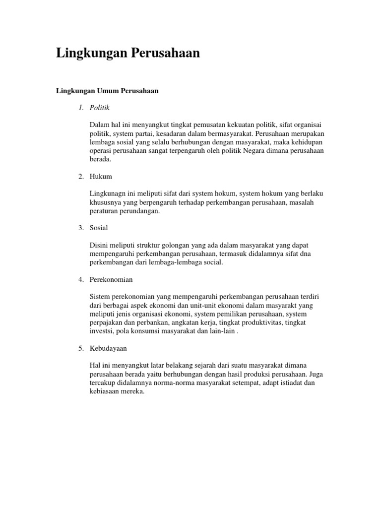 Lingkungan Perusahaan | PDF