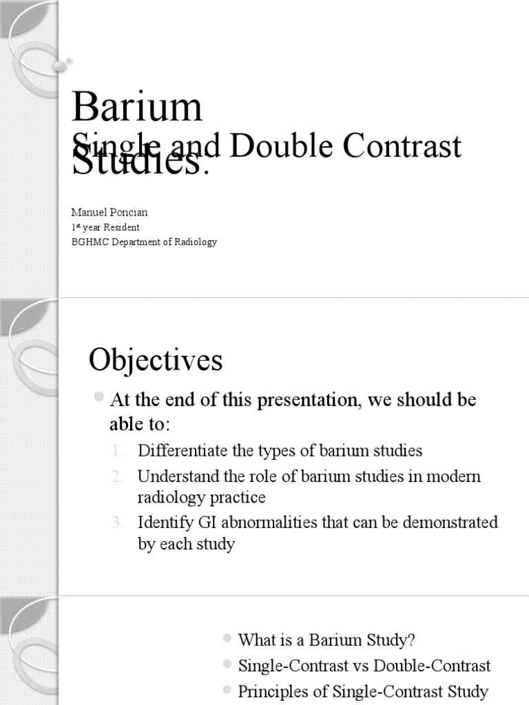 Types of Barium Studies Explained | PDF | Esophagus | Digestive System