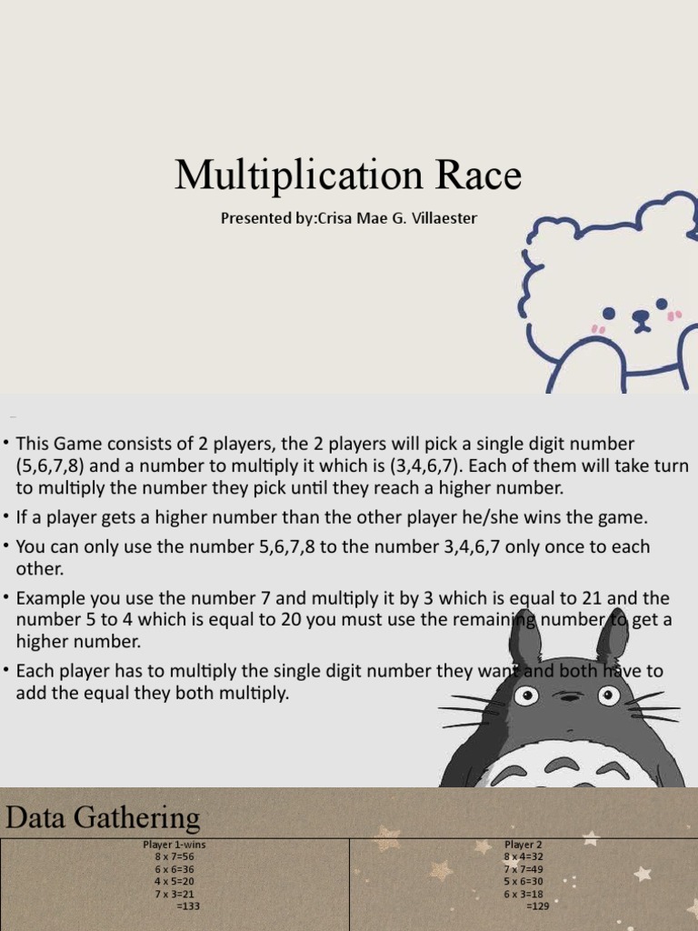 Multiplication Race PDF Elementary Mathematics Communication
