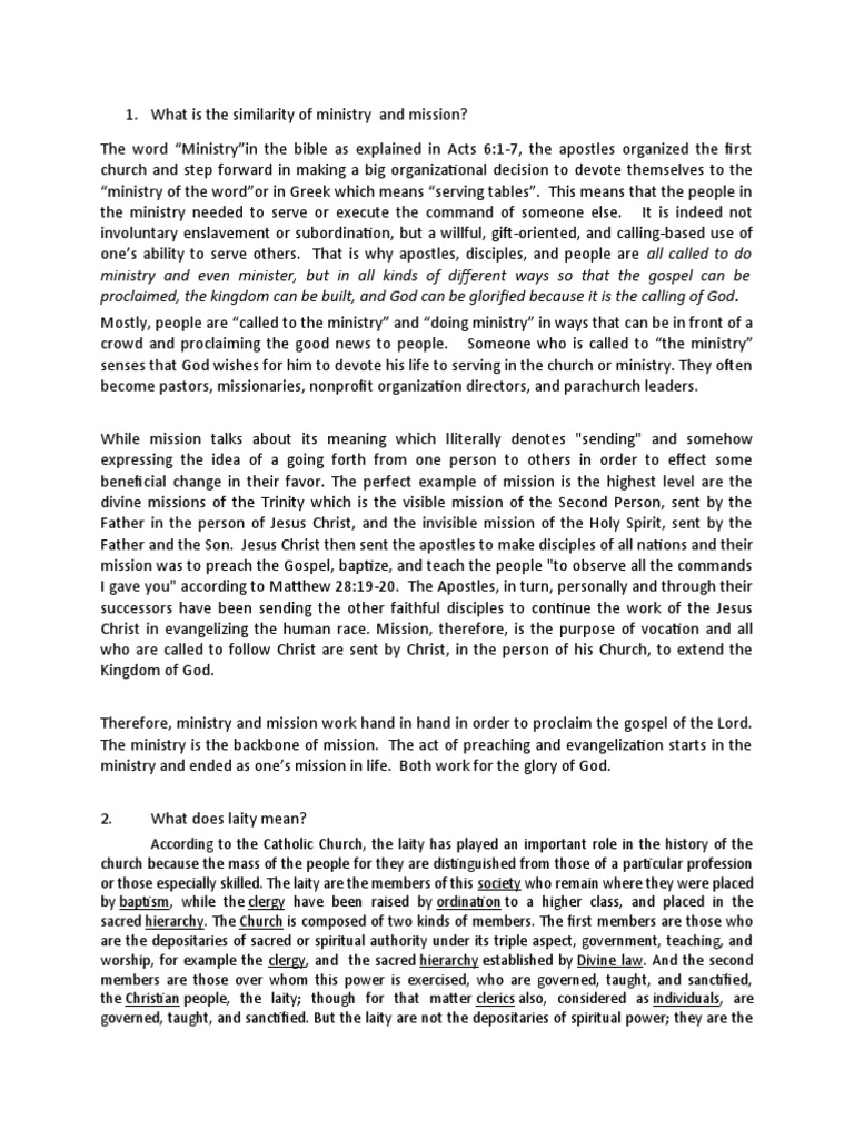 Understanding Ministry and Mission | PDF | Laity | Jesus