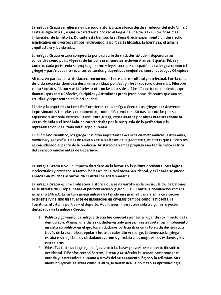 La Antigua Grecia | PDF | Antigua Grecia | Grecia