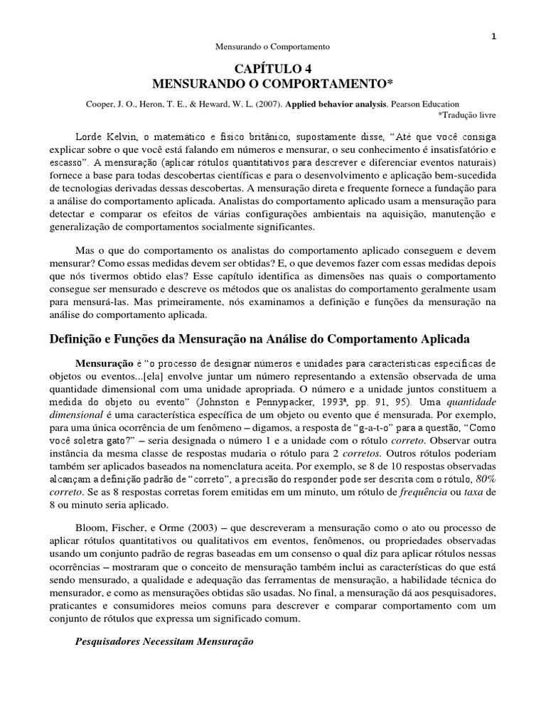 Mensuração do Comportamento na ABA | PDF | Tempo | Science