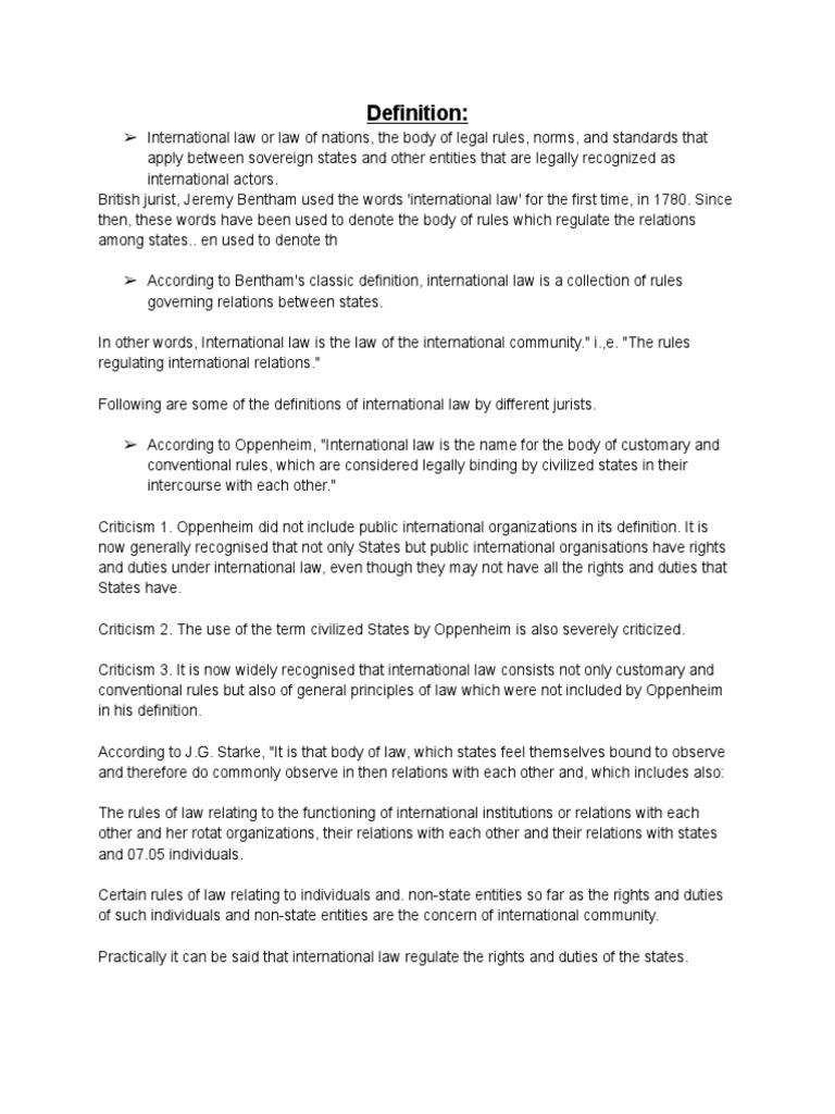 Understanding International Law Definitions | PDF | Politics