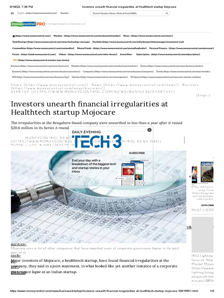 Investors Unearth Financial Irregularities at Healthtech Startup ...