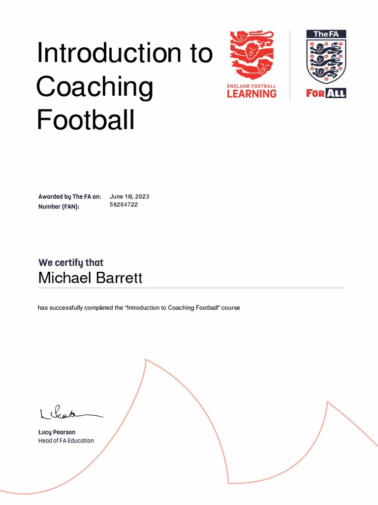 Introduction To Coaching Football (Level 1) PDF
