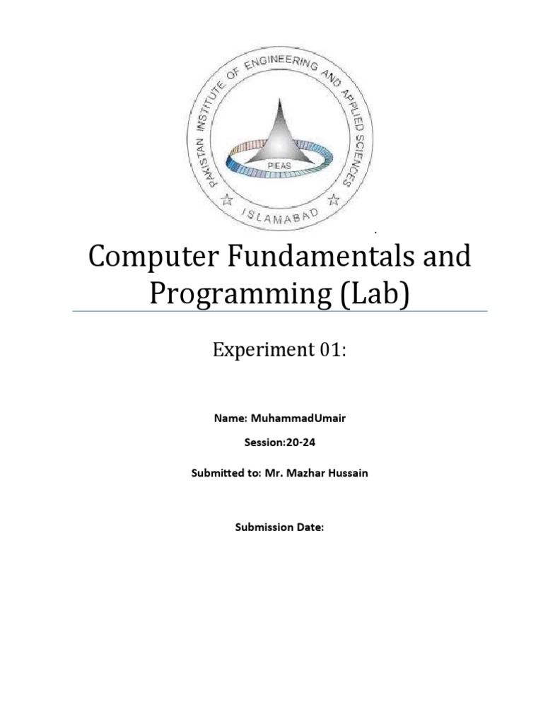 Computer Fundamentals and Programming Cover Page | PDF