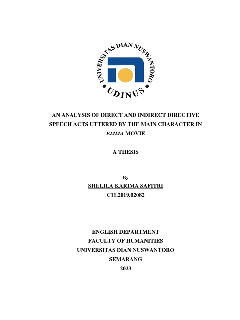 An Analysis Of Direct And Indirect Directive Speech Acts Uttered By The