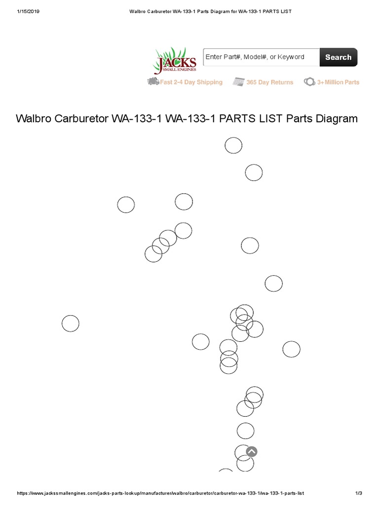 Walbro Carburetor WA-133-1 Parts Diagram For WA-133-1 PARTS LIST | PDF ...