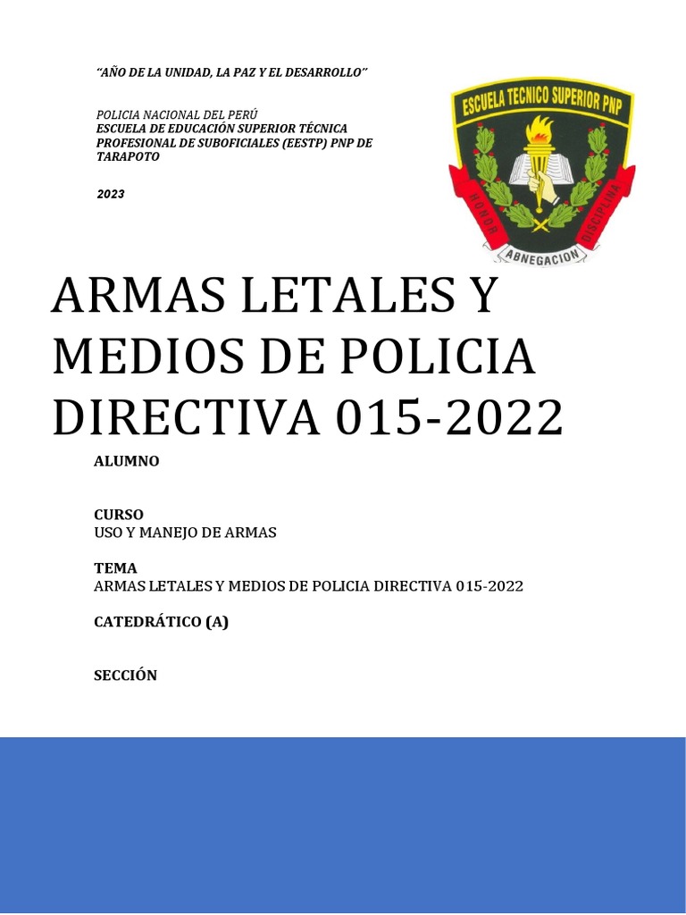 TRABAJO Armas Letales y Medios Policiales | PDF